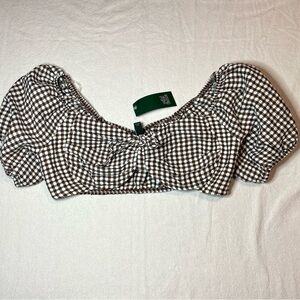Wild Fable Brown Gingham Underwire Crop Top With Tie Size Large NEW WITH TAGS